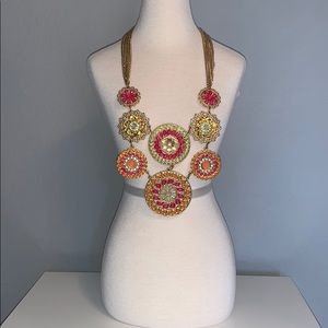 Charming Charlie Pink & Orange Statement Necklace